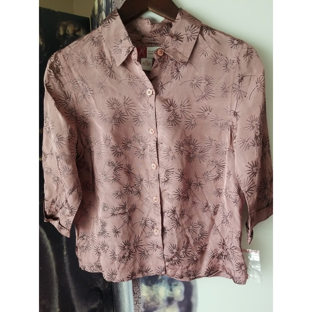 JM COLLECTION by Jennifer Moore Women's Long Sleeve Button Front Collar Shirt 4P